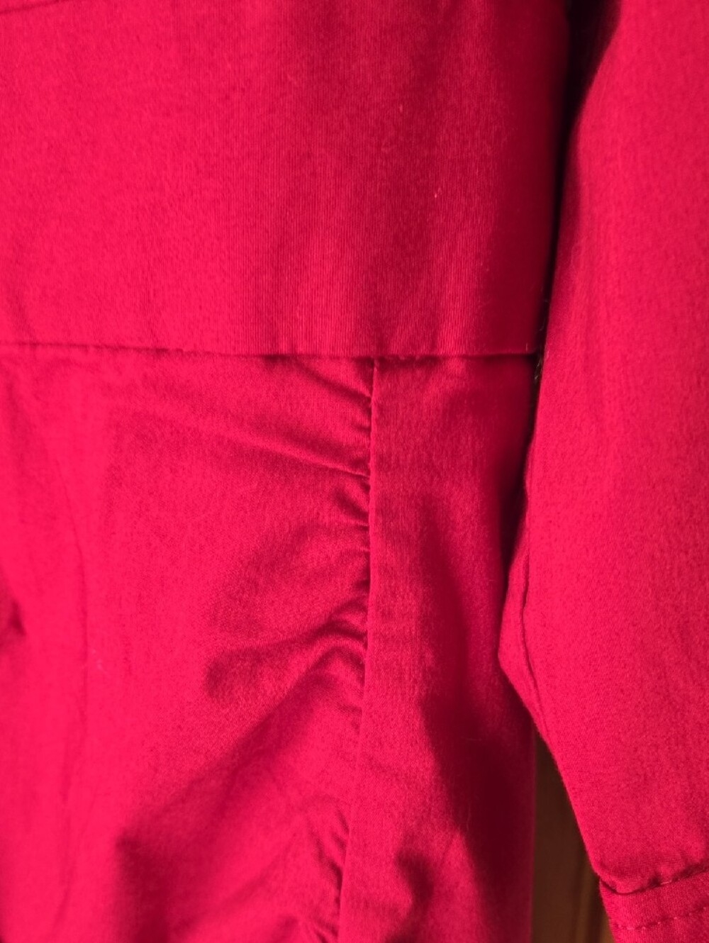 Express Red Button-Front Ruched Shirt Dress - Picture 6 of 9